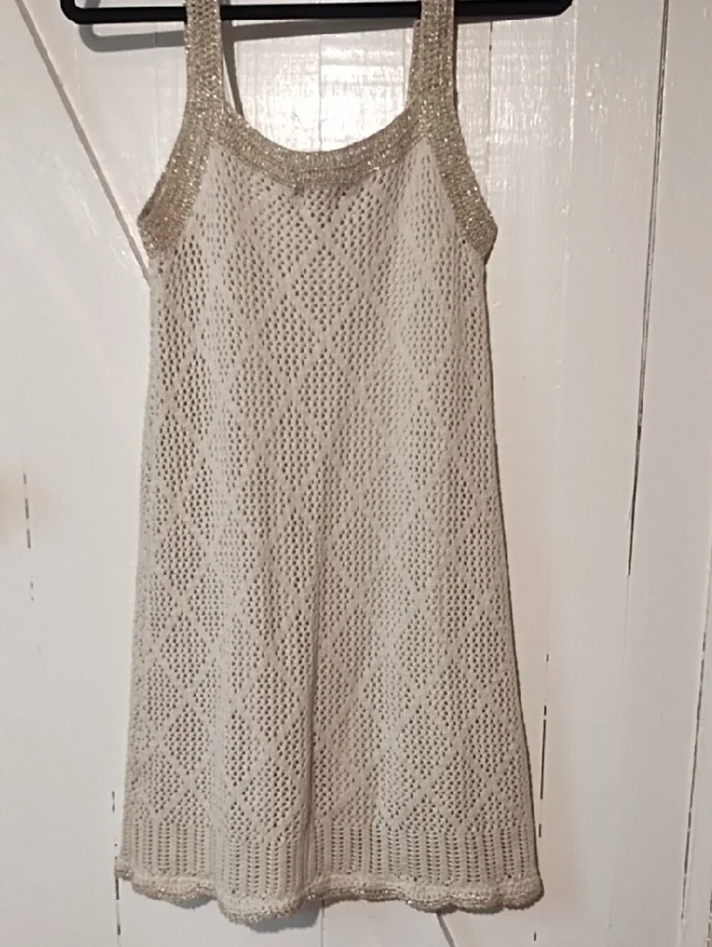 VENUS Cream Crochet Midi Tank Dress Like New Small Crochet.